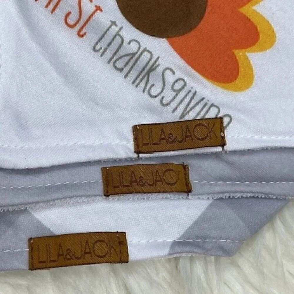 NEW LILA & JACK My First Thanksgiving Bandana Bib Set Baby Holiday